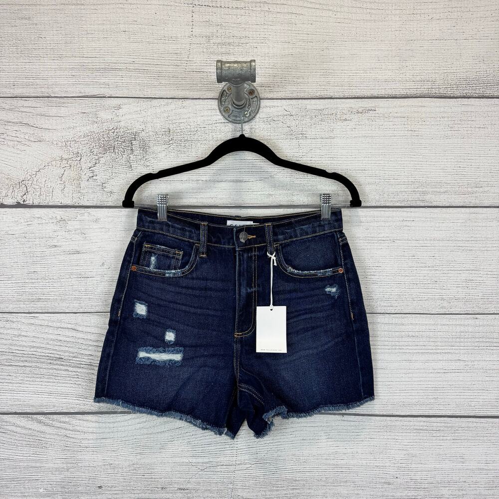 Cello Women's Dark Wash High Rise Jean Shorts Size Small